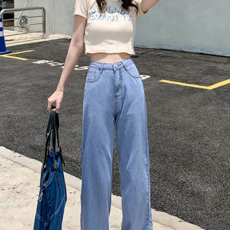 Blue Summer Fashion Gradient Thin Jeans Vintage High Waist Straight Wide Leg Pants Casual Lazy Wind Baggy Mopping Denim Trouser
Blue Summer Fashion Gradient Thin Jeans Vintage High Waist Straight Wide Leg Pants Casual Lazy Wind Baggy Mopping Denim Trouser