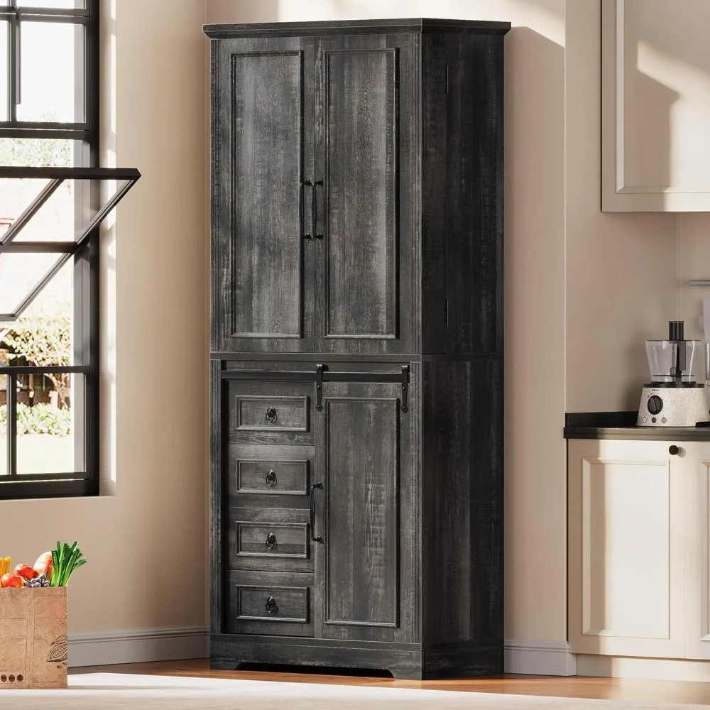 Pantry Cabinet, 71-Inch Tall Freestanding Storage Cabinet with 4 Drawers, Farmhouse Cupboard with Doors Storage, Adjustable She
Pantry Cabinet, 71-Inch Tall Freestanding Storage Cabinet with 4 Drawers, Farmhouse Cupboard with Doors Storage, Adjustable She
