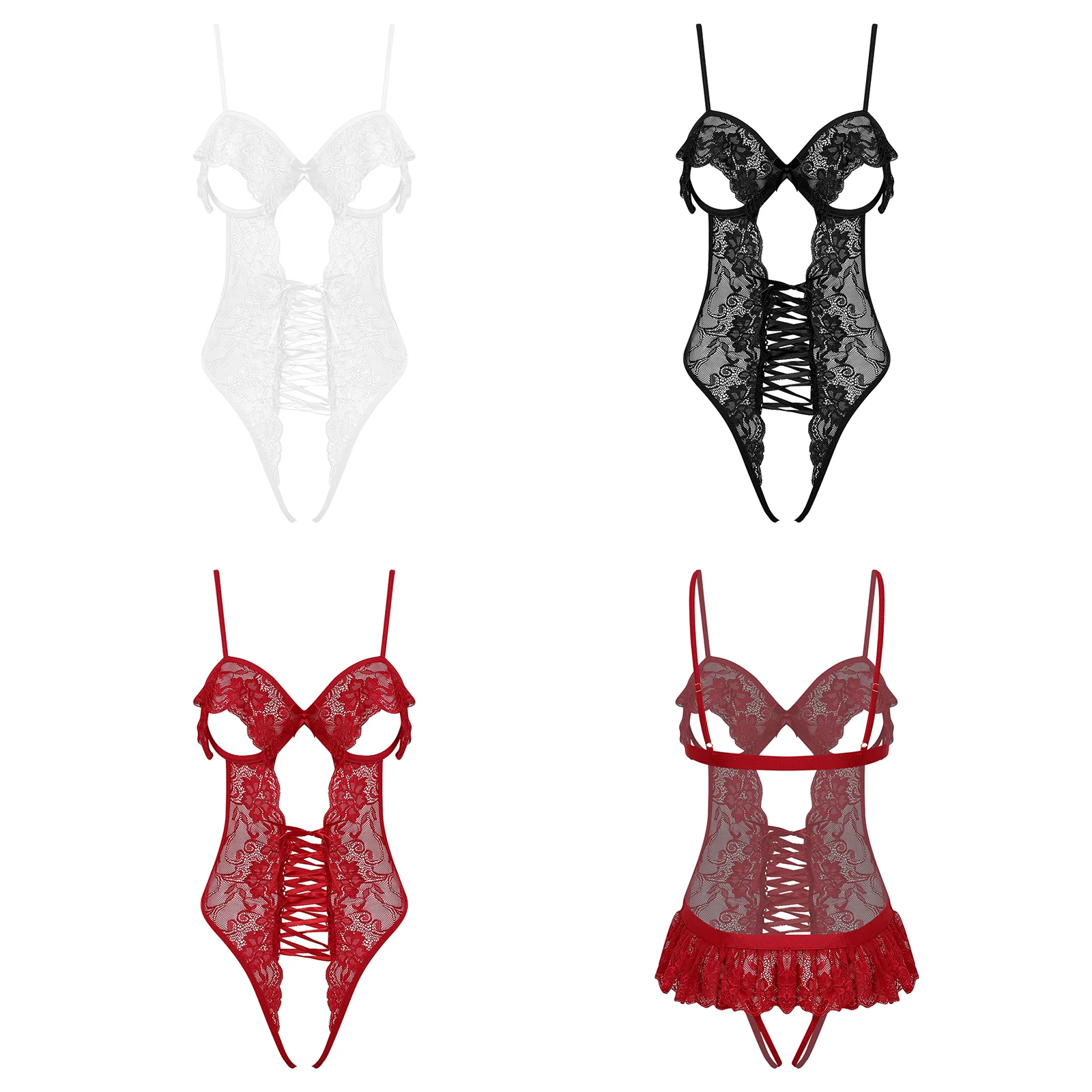 Women Sexy Open Cups Crotchless Bodysuit Lingerie Nightwear Sheer Lace Push-up Underwire Backless Leotard for Couple Games
Women Sexy Open Cups Crotchless Bodysuit Lingerie Nightwear Sheer Lace Push-up Underwire Backless Leotard for Couple Games