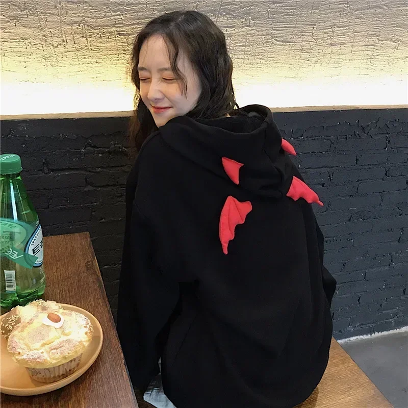 Winter Korean Harajuku Hoodies Devil Horns Gothic Hooded Sweatshirts Women Demon Fly Wings Baggy Pullovers Tops Y2k Streetwear
Winter Korean Harajuku Hoodies Devil Horns Gothic Hooded Sweatshirts Women Demon Fly Wings Baggy Pullovers Tops Y2k Streetwear