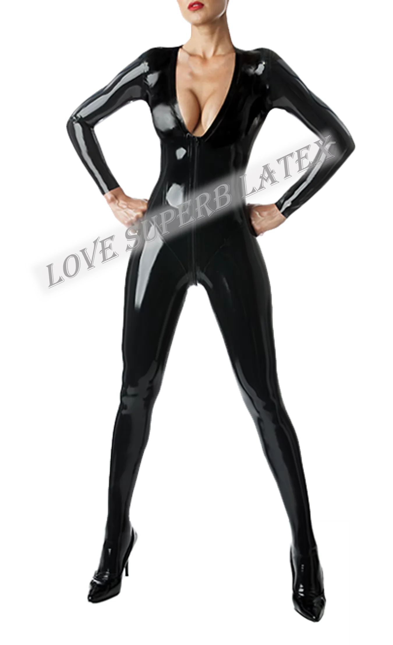 Latex Catsuit Female Bodysuit V-Neckline Rubber with Front Crotch Zipper Sexy Hot Club Wear Customized
Latex Catsuit Female Bodysuit V-Neckline Rubber with Front Crotch Zipper Sexy Hot Club Wear Customized