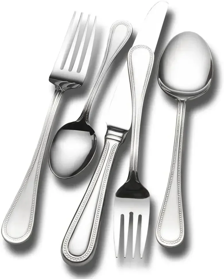 Continental Bead 65-piece silverware set, 18/10 stainless steel cutlery set for 12, inlcludes 5-piece serving utencils set
Continental Bead 65-piece silverware set, 18/10 stainless steel cutlery set for 12, inlcludes 5-piece serving utencils set