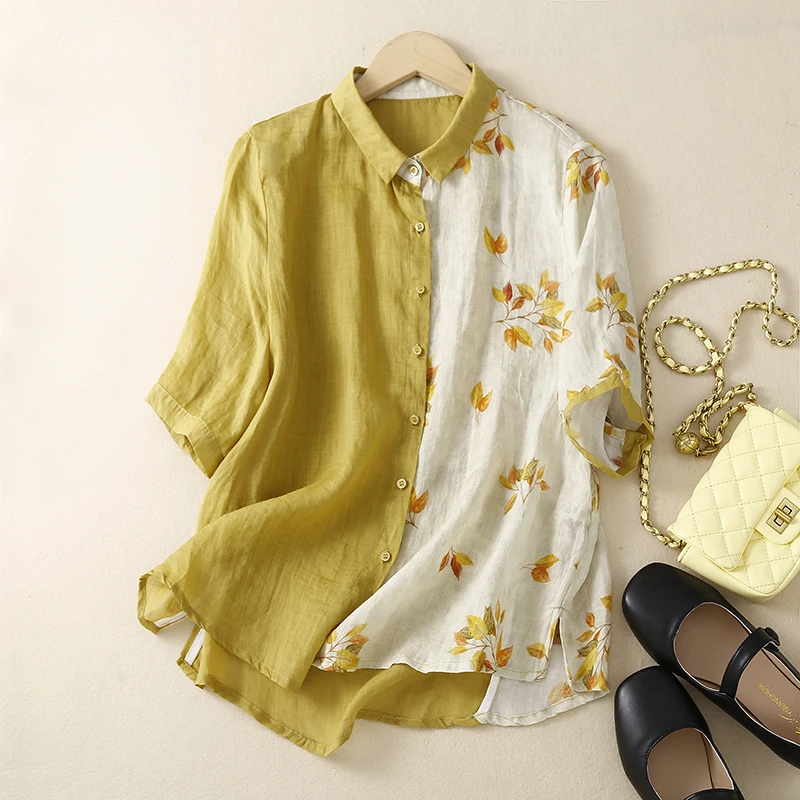 Cotton Linen Printed Vintage Women Shirts Summer Vintage Floral Patchwork Female Loose Outwear Top Quality
Cotton Linen Printed Vintage Women Shirts Summer Vintage Floral Patchwork Female Loose Outwear Top Quality