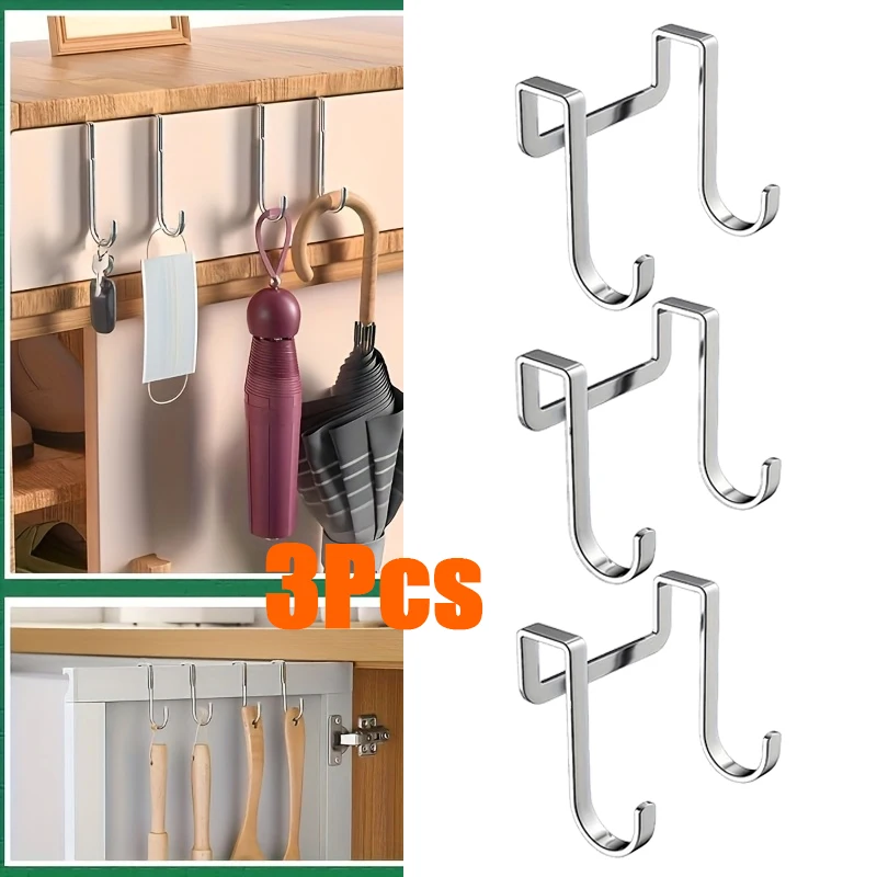 3Pcs Stainless Steel Double S-Shaped Hook NO Punching Strong Load-Bearing Door Rear Multi-Functional Cabinet Door Storage Hanger
3Pcs Stainless Steel Double S-Shaped Hook NO Punching Strong Load-Bearing Door Rear Multi-Functional Cabinet Door Storage Hanger