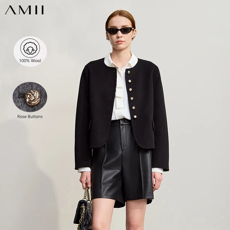 AMII Minimalist Women Luxury Tweed Wool Jacket 100% Woolen Coat 2025 Winter Trendy Short Vintage Quality Fashion Jacket 12324014
AMII Minimalist Women Luxury Tweed Wool Jacket 100% Woolen Coat 2025 Winter Trendy Short Vintage Quality Fashion Jacket 12324014