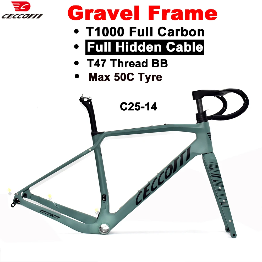 CECCOTTI Disc Brake Carbon Gravel Bike Frame 700C/27.5er Max Use 50C/2.1 Tire Carbon Gravel Bicycle Frame Thru Axle Carbon Frame
CECCOTTI Disc Brake Carbon Gravel Bike Frame 700C/27.5er Max Use 50C/2.1 Tire Carbon Gravel Bicycle Frame Thru Axle Carbon Frame