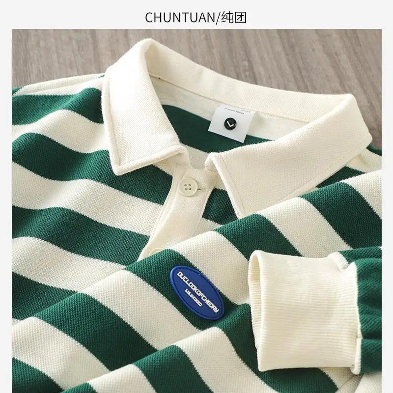 Fashion Stripe Polo Shirt for Men Spring and Autumn Trendy Hoodie with Collar Ong-sleeved Top
Fashion Stripe Polo Shirt for Men Spring and Autumn Trendy Hoodie with Collar Ong-sleeved Top