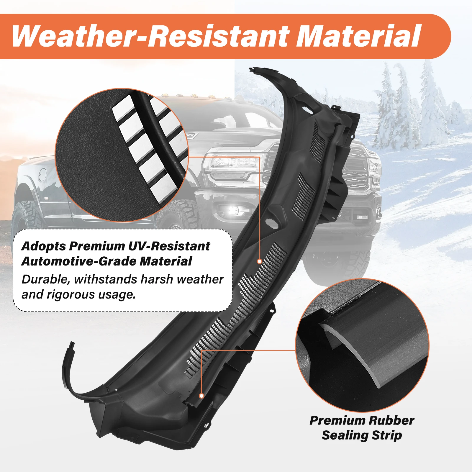 Wiper Cowl | Durable | Front Windshield Wiper Cowl Panel Grille Utility Replacement | for 2009-2018 1500 2500 3500 and 2019-2024 1500 Classic
Wiper Cowl | Durable | Front Windshield Wiper Cowl Panel Grille Utility Replacement | for 2009-2018 1500 2500 3500 and 2019-2024 1500 Classic