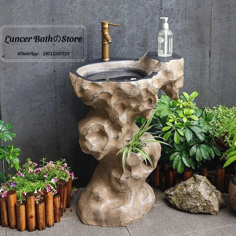 Outdoor wash basin room b&b yard terrace column all-in-one floor-standing wash basin imitation stone basin
Outdoor wash basin room b&b yard terrace column all-in-one floor-standing wash basin imitation stone basin