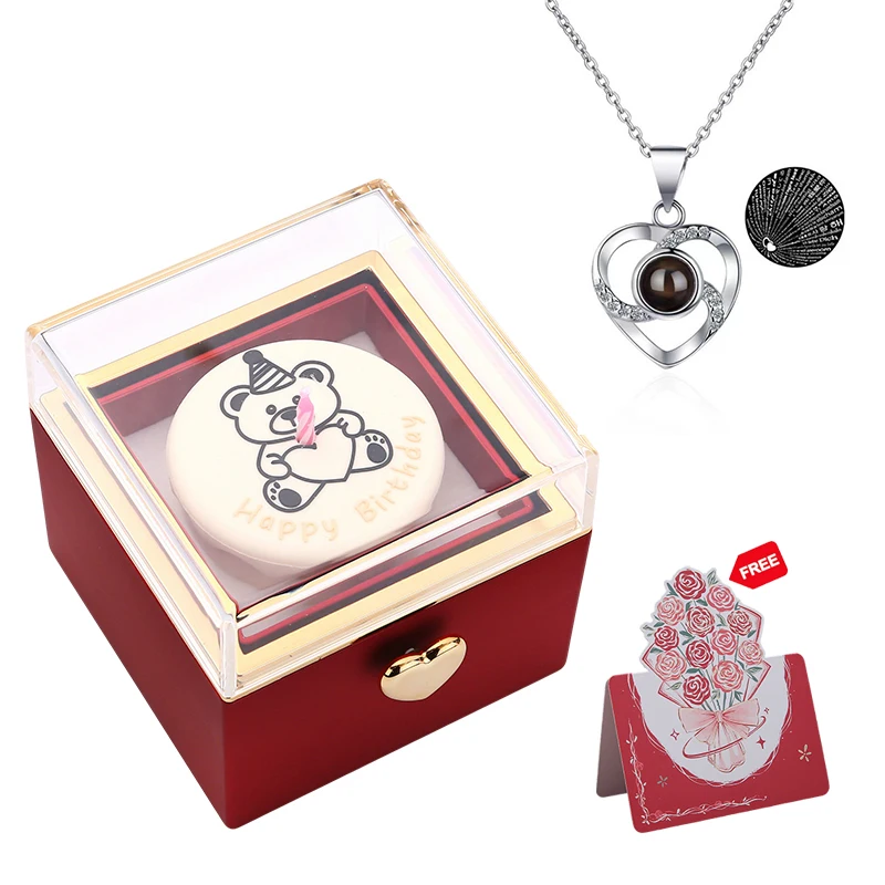 Revolve Birthday Cake Jewelry Box Projection Necklace 100 Languages I Love You Anniversary Valentine’s Day Gift Box for Her
Revolve Birthday Cake Jewelry Box Projection Necklace 100 Languages I Love You Anniversary Valentine’s Day Gift Box for Her