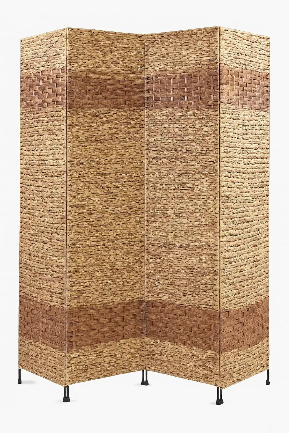 Jakarta-B Folding Screen Metal Frame w/ Water Hyacinth Inserts Natural Color with Espresso Bands 4 panels, 60" W x 67" H
Jakarta-B Folding Screen Metal Frame w/ Water Hyacinth Inserts Natural Color with Espresso Bands 4 panels, 60" W x 67" H