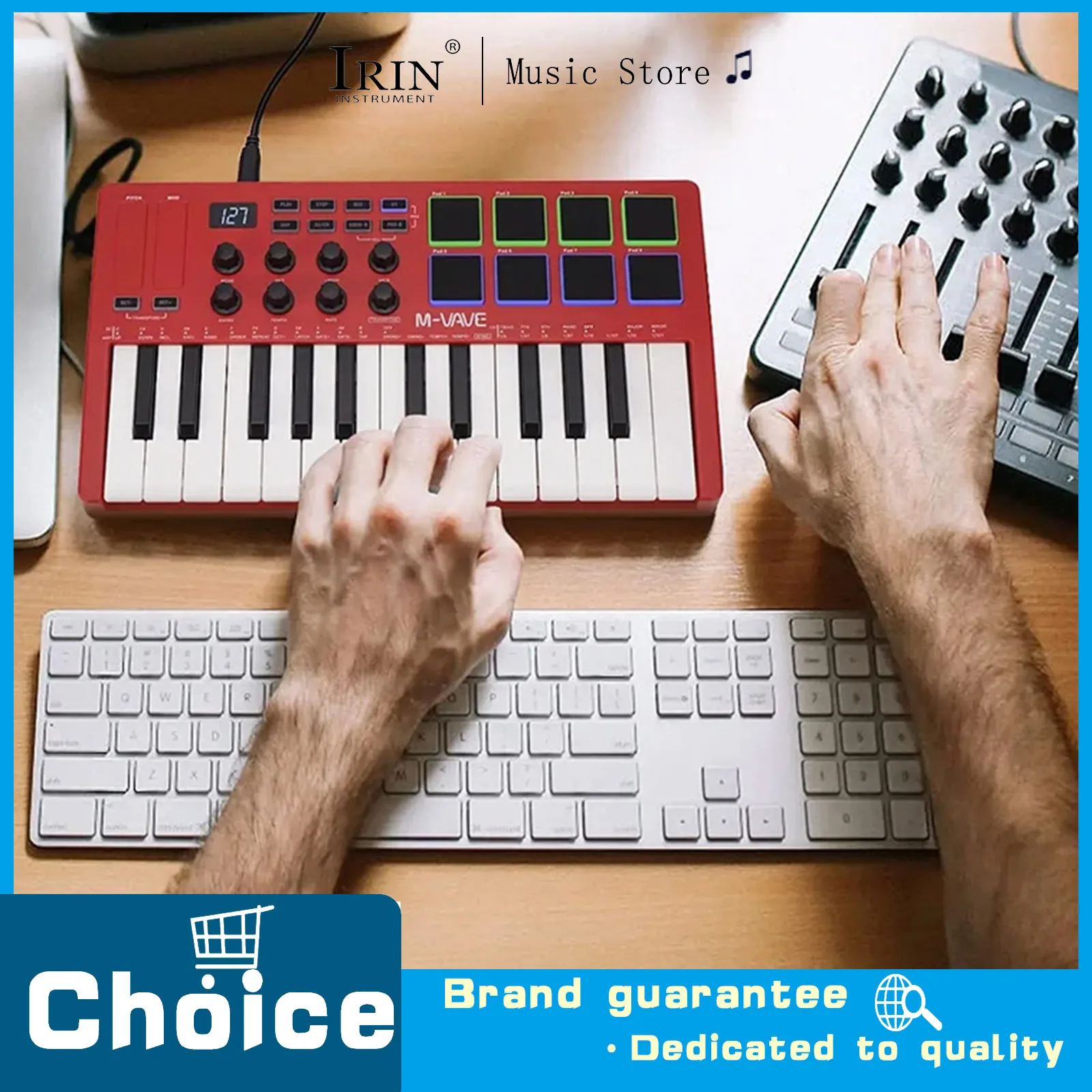 M-VAVE 25-клавишная MIDI-клавиатура-контроллер с USB-подключением, 25 чувствительных к скорости клавиш, 8 RGB-подсвечиваемых пэдов, 8 регуляторов
M-VAVE 25-клавишная MIDI-клавиатура-контроллер с USB-подключением, 25 чувствительных к скорости клавиш, 8 RGB-подсвечиваемых пэдов, 8 регуляторов