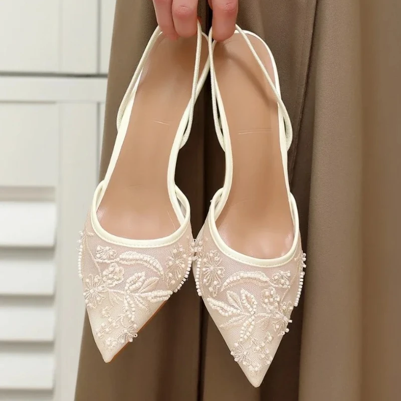 Elegant Mesh Embroidered Heels for Women Fashion String Bead Sexy Pointed Toe Design Summer Sandals Luxury Brand Designer Shoes
Elegant Mesh Embroidered Heels for Women Fashion String Bead Sexy Pointed Toe Design Summer Sandals Luxury Brand Designer Shoes