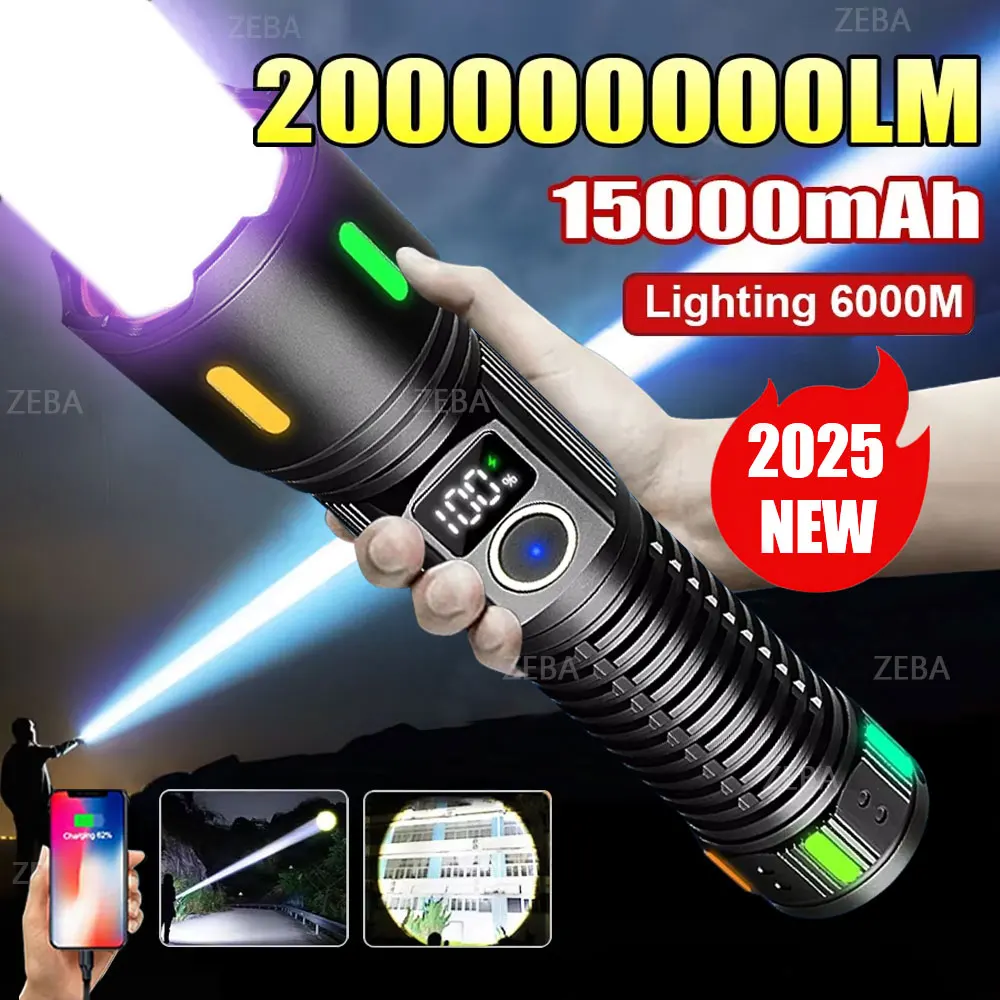 High Power 10000000LM White Laser Flashlight Rechargeable Strong Light Super Bright Military Tactical Lantern Camp Outdoor Torch
High Power 10000000LM White Laser Flashlight Rechargeable Strong Light Super Bright Military Tactical Lantern Camp Outdoor Torch