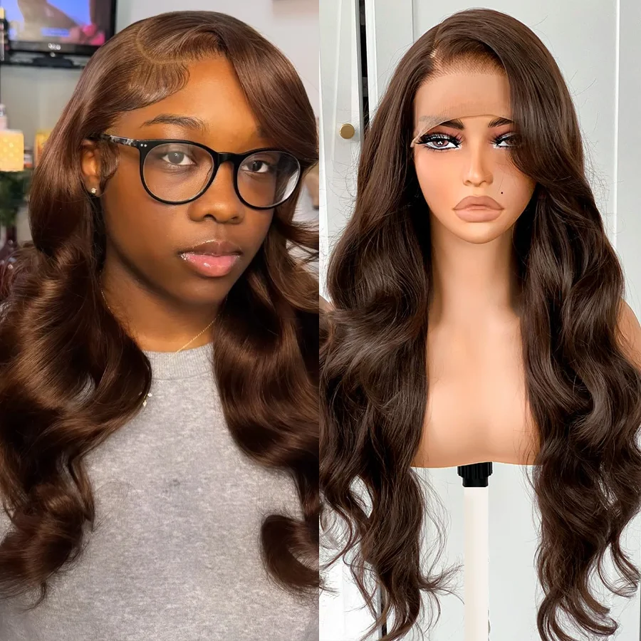 Chocolate Brown Body Wave #4 Human Hair Wigs Dark Brown 200% High Density 40 Inches Long-length 13x6 13x4 HD Transparent Lace Frontal Wig For Women Brazilian Hair Pre Plucked
Chocolate Brown Body Wave #4 Human Hair Wigs Dark Brown 200% High Density 40 Inches Long-length 13x6 13x4 HD Transparent Lace Frontal Wig For Women Brazilian Hair Pre Plucked