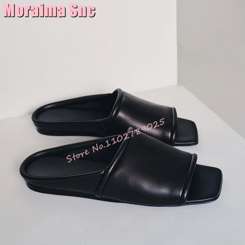 Тапочки женские на плоской подошве с квадратным носком, модные повседневные уличные пикантные однотонные туфли, универсальные, без застежки, черные, лето 2024 
Тапочки женские на плоской подошве с квадратным носком, модные повседневные уличные пикантные однотонные туфли, универсальные, без застежки, черные, лето 2024
