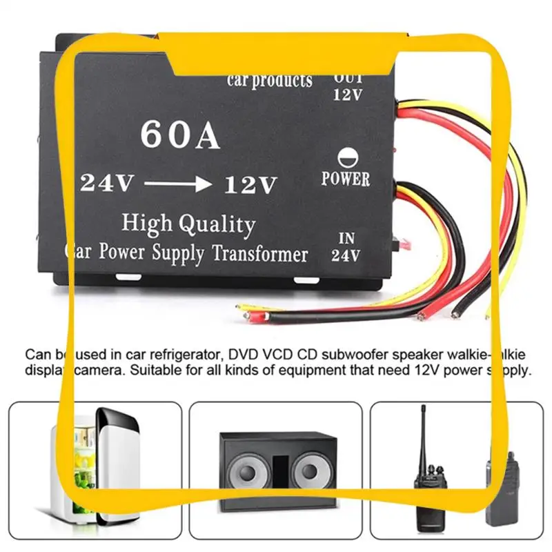 Car Truck Sound Power Adapter 24V To 12V 60A Voltage Reduction Converter Black Plastic Reducer 1 Piece
Car Truck Sound Power Adapter 24V To 12V 60A Voltage Reduction Converter Black Plastic Reducer 1 Piece