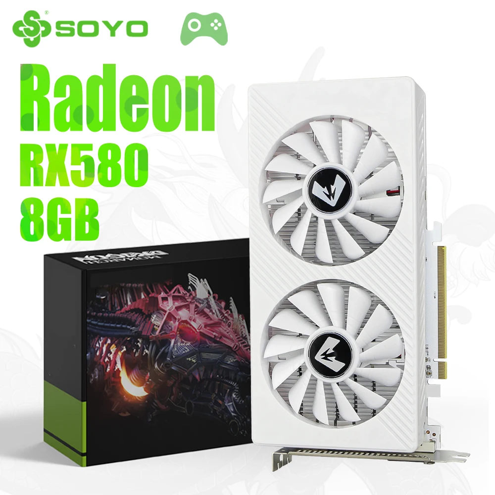 SOYO AMD Radeon RX580 8GB Graphics Cards DDR5 GPU 128Bit PCIE3.0 16X DP DVI Gaming Video Card for Desktop Computer Component
SOYO AMD Radeon RX580 8GB Graphics Cards DDR5 GPU 128Bit PCIE3.0 16X DP DVI Gaming Video Card for Desktop Computer Component