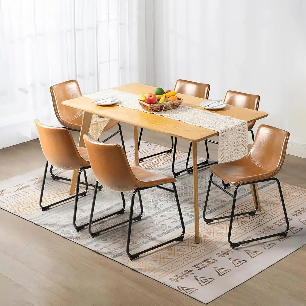 Set of 6 Counter Height Bar Stools with Backrest, Leatherette Seats, Metal Legs, and Footrests (Whisky)
Set of 6 Counter Height Bar Stools with Backrest, Leatherette Seats, Metal Legs, and Footrests (Whisky)