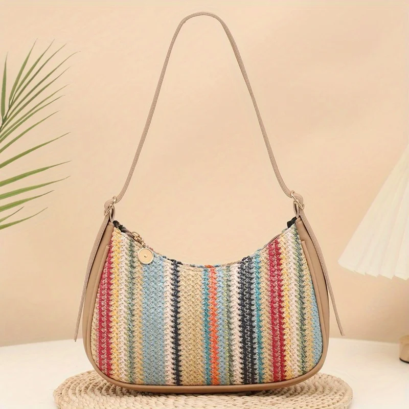 Изысканная нишевая сумка на одно плечо под мышками с регулируемыми широкими лямками, универсальная простая соломенная сумка с градиентом.
Изысканная нишевая сумка на одно плечо под мышками с регулируемыми широкими лямками, универсальная простая соломенная сумка с градиентом.