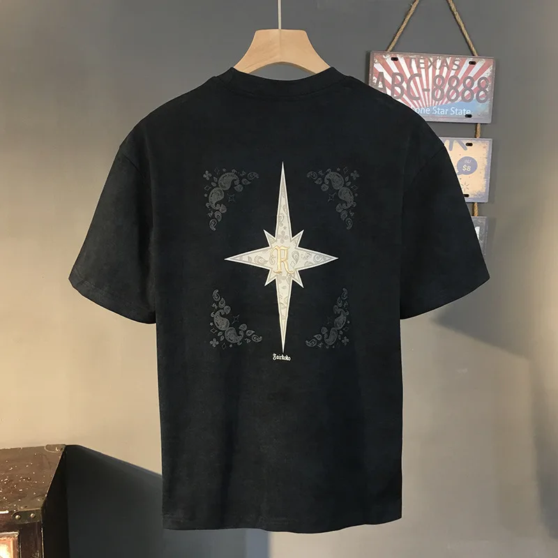 Summer Black Short sleeved T-shirt for Men 2025 New High end Printed Trendy Brand Loose Breathable Casual Retro Top
Summer Black Short sleeved T-shirt for Men 2025 New High end Printed Trendy Brand Loose Breathable Casual Retro Top