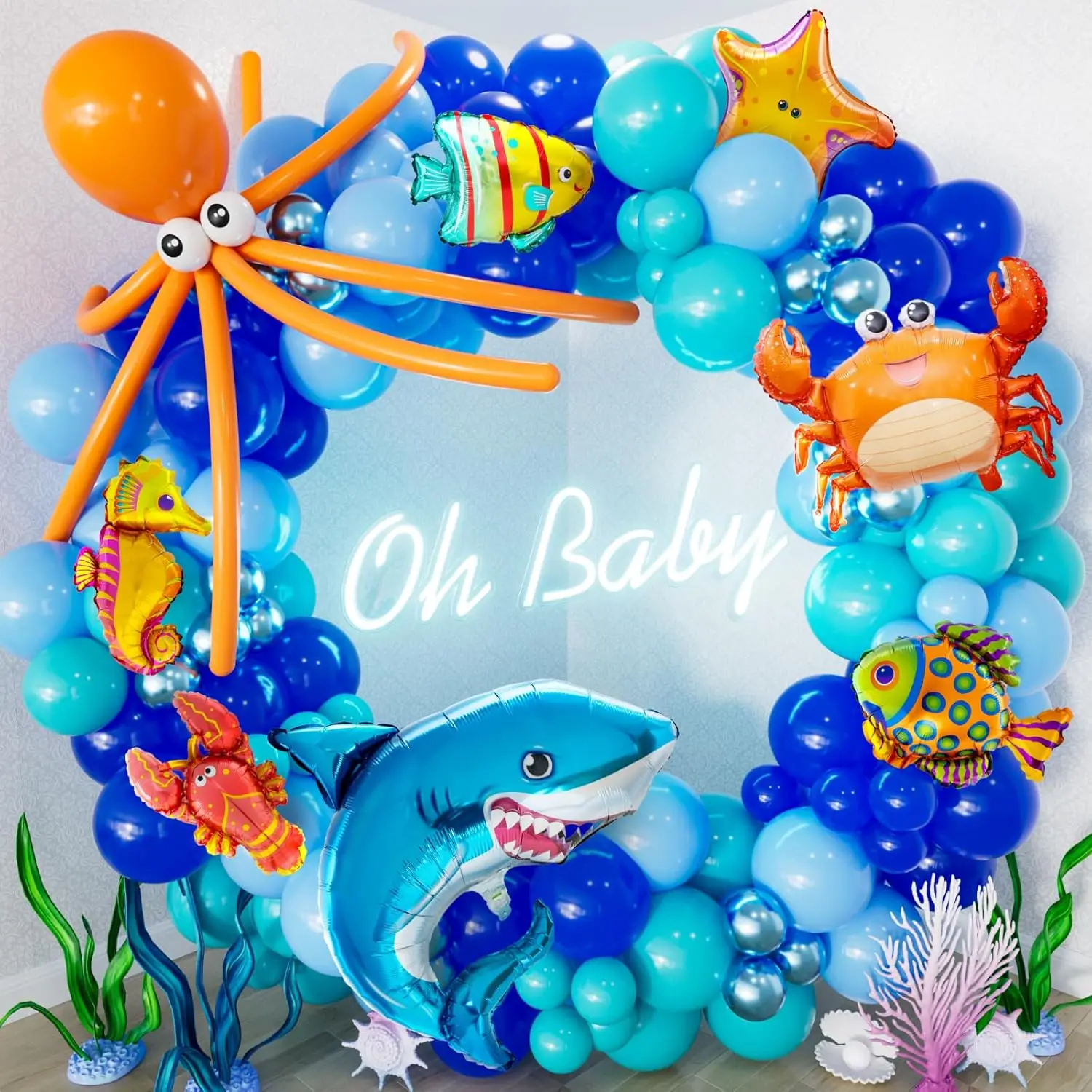 Ocean Themed Balloon Garland Kit with Shark & Sea Animals for Kids Birthday Party Decoration Theme Party Balloon Decoration
Ocean Themed Balloon Garland Kit with Shark & Sea Animals for Kids Birthday Party Decoration Theme Party Balloon Decoration