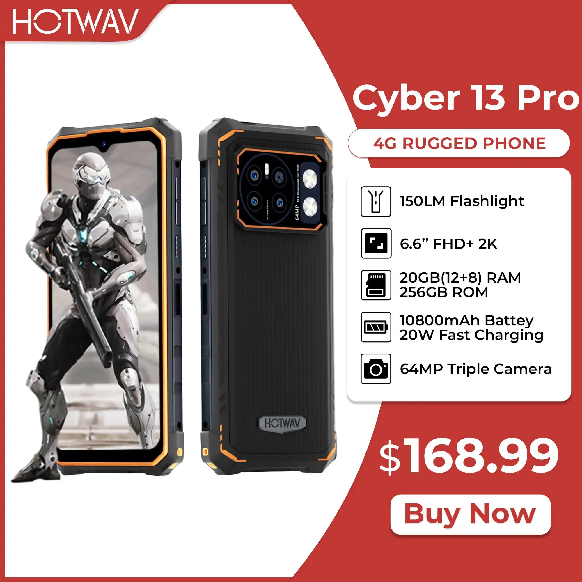 Прочный смартфон HOTWAV Cyber 13 Pro, фонарик 150 лм, 20 ГБ + 256 ГБ, 6,6 дюйма, FHD + 2K, мобильный телефон, 10800 мАч, 64 МП, мобильный телефон
Прочный смартфон HOTWAV Cyber 13 Pro, фонарик 150 лм, 20 ГБ + 256 ГБ, 6,6 дюйма, FHD + 2K, мобильный телефон, 10800 мАч, 64 МП, мобильный телефон