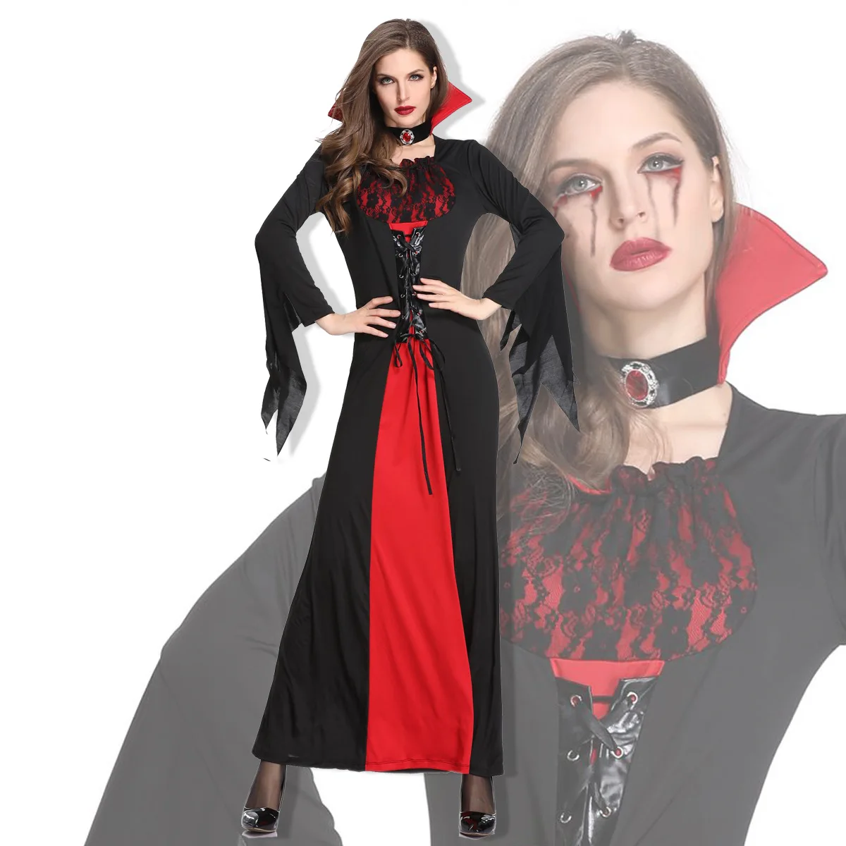 Halloween Queen Long Dress Costume Easter Witch Adult Performance Outfit Polyester Traditional Chinese Stage Costume Women
Halloween Queen Long Dress Costume Easter Witch Adult Performance Outfit Polyester Traditional Chinese Stage Costume Women