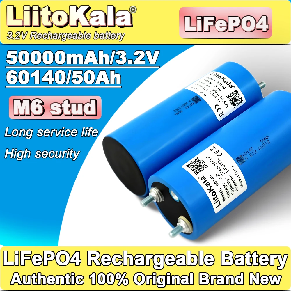 LiitoKala 3.2V 50Ah LiFePO4 Cell (60140) for Solar/RV/Golf Cart/E-Bike - Fast Charge 150A, 3000 Cycles, Low Temp Resistant
LiitoKala 3.2V 50Ah LiFePO4 Cell (60140) for Solar/RV/Golf Cart/E-Bike - Fast Charge 150A, 3000 Cycles, Low Temp Resistant