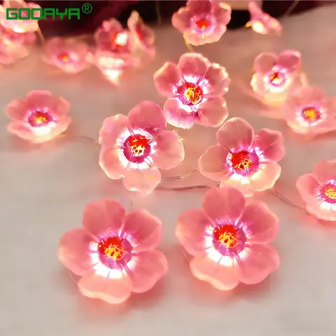 LED Light Cherry Blossom Fairy String Lights Pink Flower String Lamps Battery Powered For Outdoor Christmas Garland Decoration