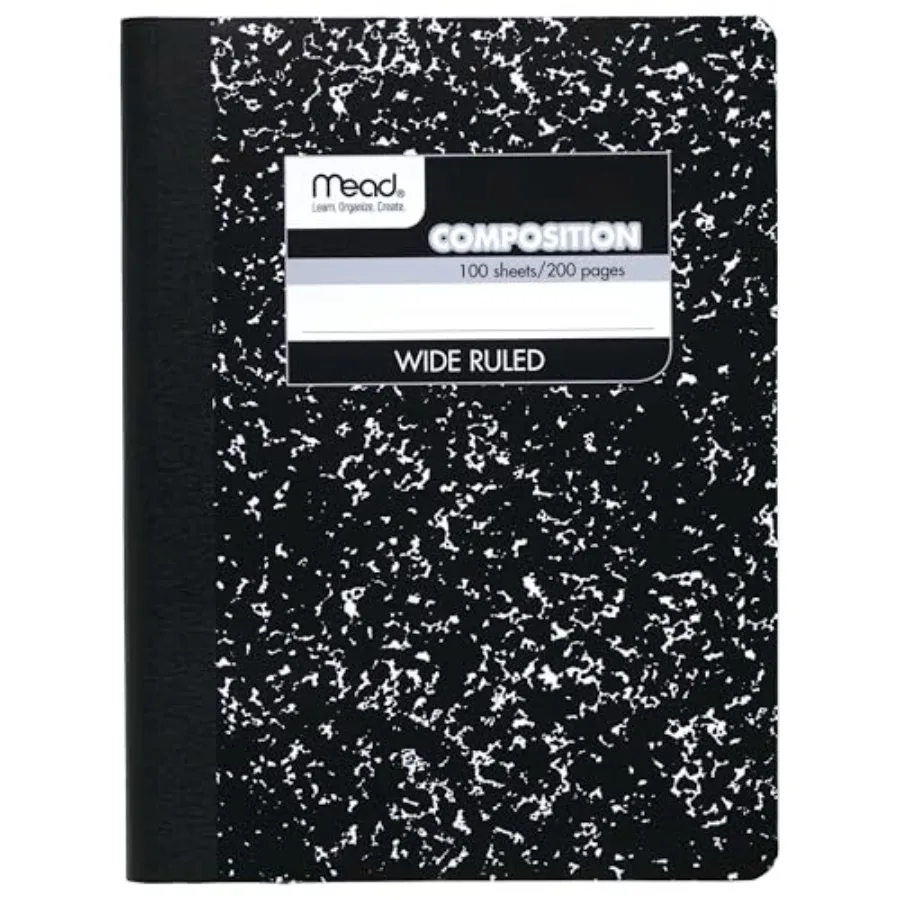 Composition Notebook, Wide Ruled Paper, 7.5" x 9.75", 100 Sheets, Black Marble 09910
Composition Notebook, Wide Ruled Paper, 7.5" x 9.75", 100 Sheets, Black Marble 09910