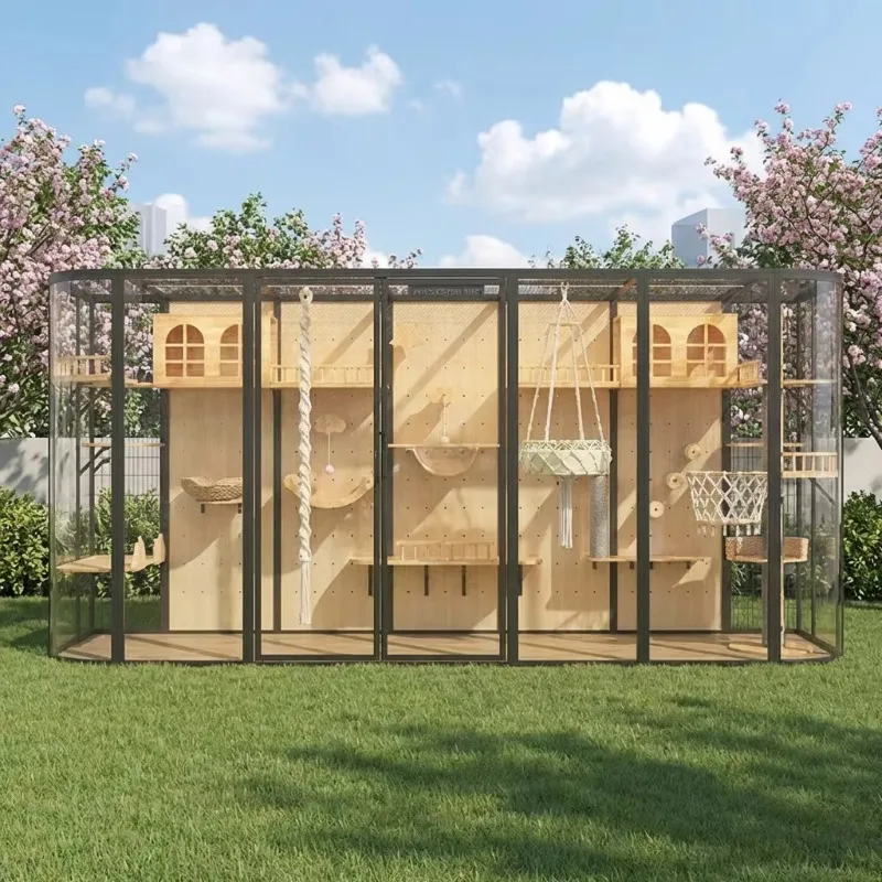 Customization Eco Friendly Cat House Outdoor Luxury Cat Villa Made of Wood Tempered Glass for Outdoor Garden
Customization Eco Friendly Cat House Outdoor Luxury Cat Villa Made of Wood Tempered Glass for Outdoor Garden