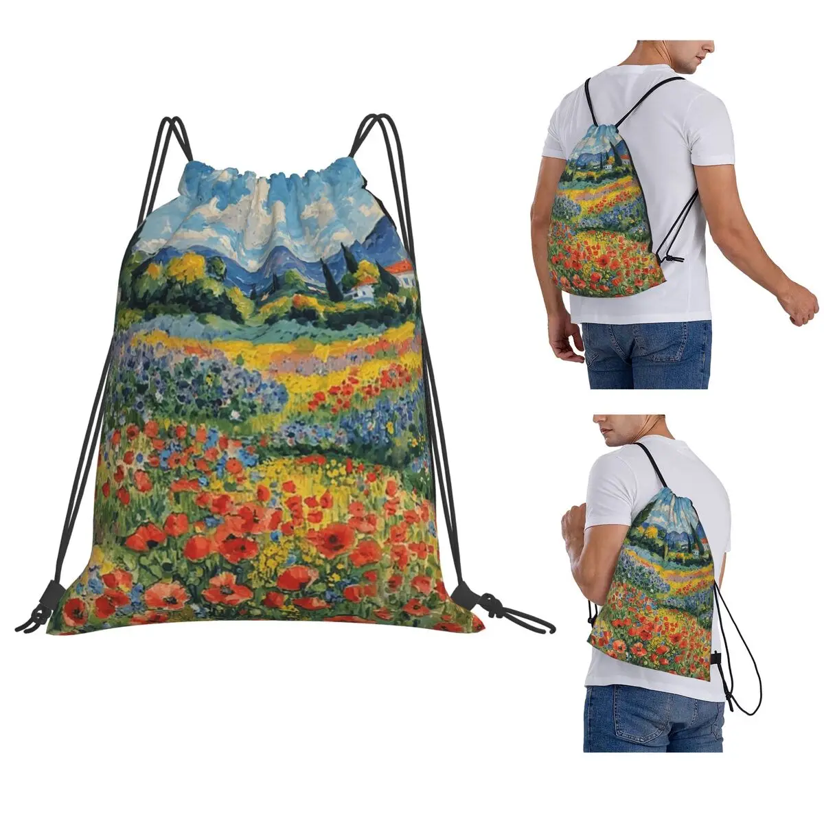 Poppy Field Backpacks Multi-function Drawstring Bags Storage Bag Book Bags for Man Woman School
Poppy Field Backpacks Multi-function Drawstring Bags Storage Bag Book Bags for Man Woman School