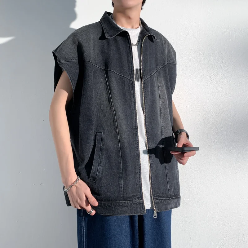 Summer New Men's Black Sleeveless Zipper Vest Fashion Casual Denim Streetwear Male Cowboy Outdoors Waistcoat Mens Jackets
Summer New Men's Black Sleeveless Zipper Vest Fashion Casual Denim Streetwear Male Cowboy Outdoors Waistcoat Mens Jackets