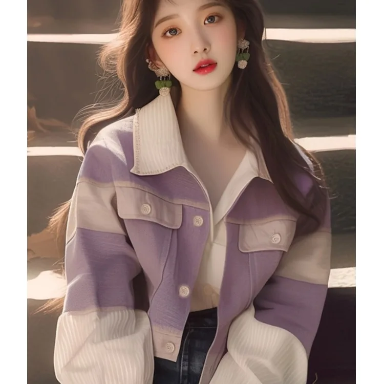 Уникальное раннее осеннее корейское свободное пальто фиолетового цвета спецодежды Jaet Ele для похудения, маленькое Fraance Sle, женское пальто
Уникальное раннее осеннее корейское свободное пальто фиолетового цвета спецодежды Jaet Ele для похудения, маленькое Fraance Sle, женское пальто