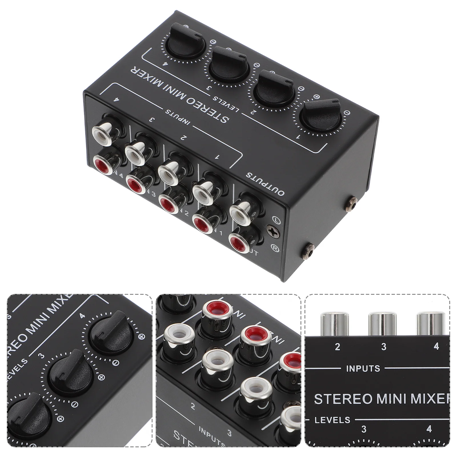 4 Channel Audio Stereo Mini Passive Mixer For Cd Players Instruments Portable Recording Devices Portable Audio Mixer 
4 Channel Audio Stereo Mini Passive Mixer For Cd Players Instruments Portable Recording Devices Portable Audio Mixer