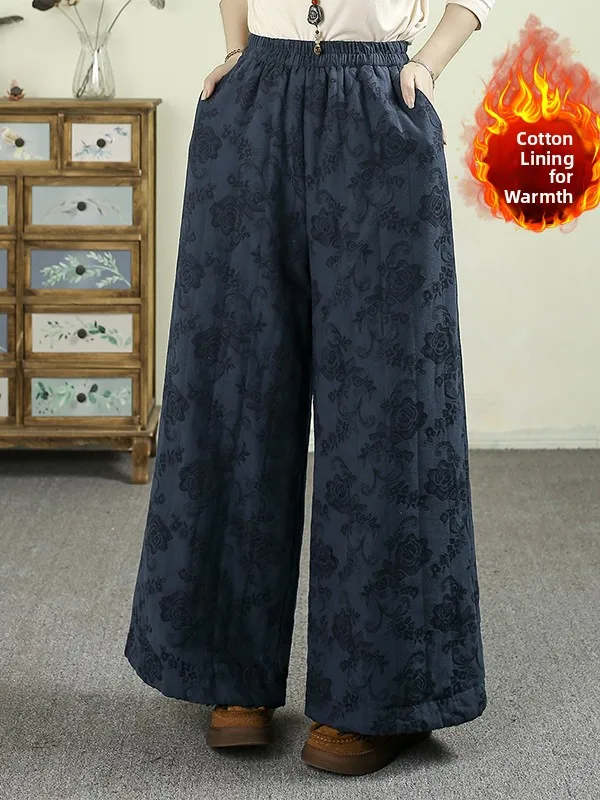 Retro Chinese Embroidered Cotton Pants Loose Fit Wide Leg Trousers Elastic Waist Linen Women's plus Size Autumn Winter Warmth
Retro Chinese Embroidered Cotton Pants Loose Fit Wide Leg Trousers Elastic Waist Linen Women's plus Size Autumn Winter Warmth