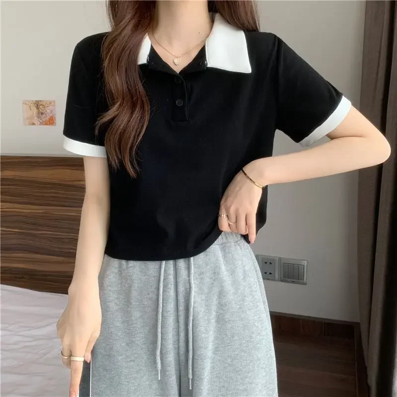Summer Outfit Women's Polo Shirts Slim Female Tee Y2k Fashion Youthful Elegant Korean Clothing Casual Tops Synthetic T-shirts
Summer Outfit Women's Polo Shirts Slim Female Tee Y2k Fashion Youthful Elegant Korean Clothing Casual Tops Synthetic T-shirts