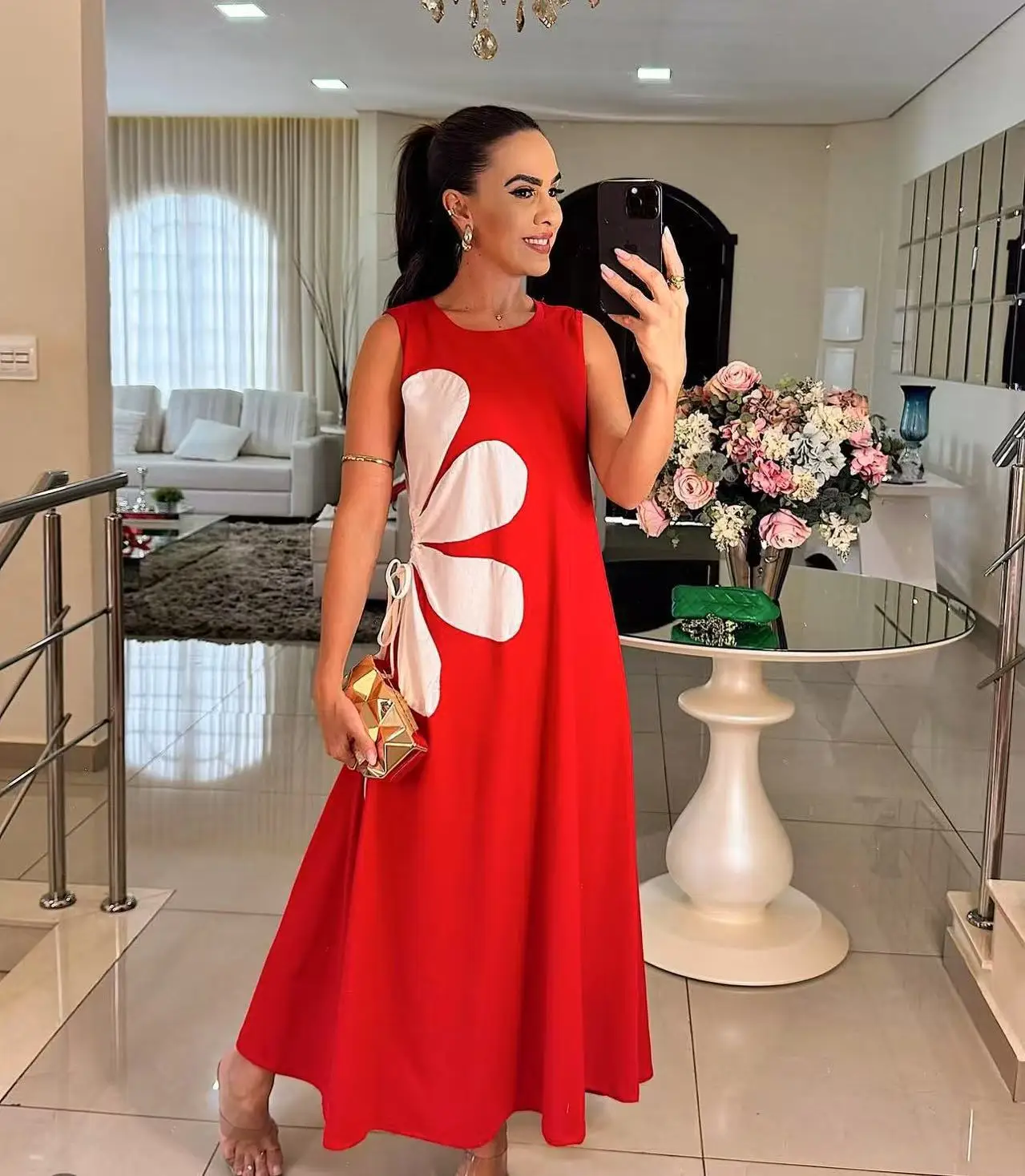 Casual Sleeveless Flower Print Dress Spring Temperament Commuting Women's Clothing Fashion Round Neck Lace A-line Long Dresses
Casual Sleeveless Flower Print Dress Spring Temperament Commuting Women's Clothing Fashion Round Neck Lace A-line Long Dresses