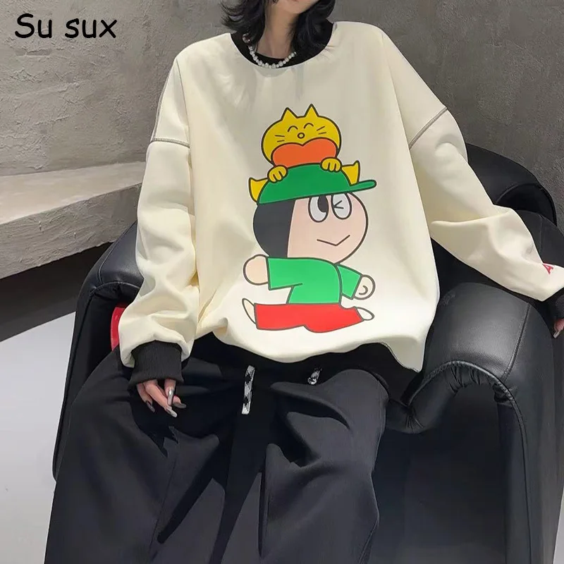 Японская корейская мода, комплекты больших брюк с забавным мультяшным принтом, женская одежда, пуловеры, толстовки и брюки для бега, комплект из 2 предметов
Японская корейская мода, комплекты больших брюк с забавным мультяшным принтом, женская одежда, пуловеры, толстовки и брюки для бега, комплект из 2 предметов