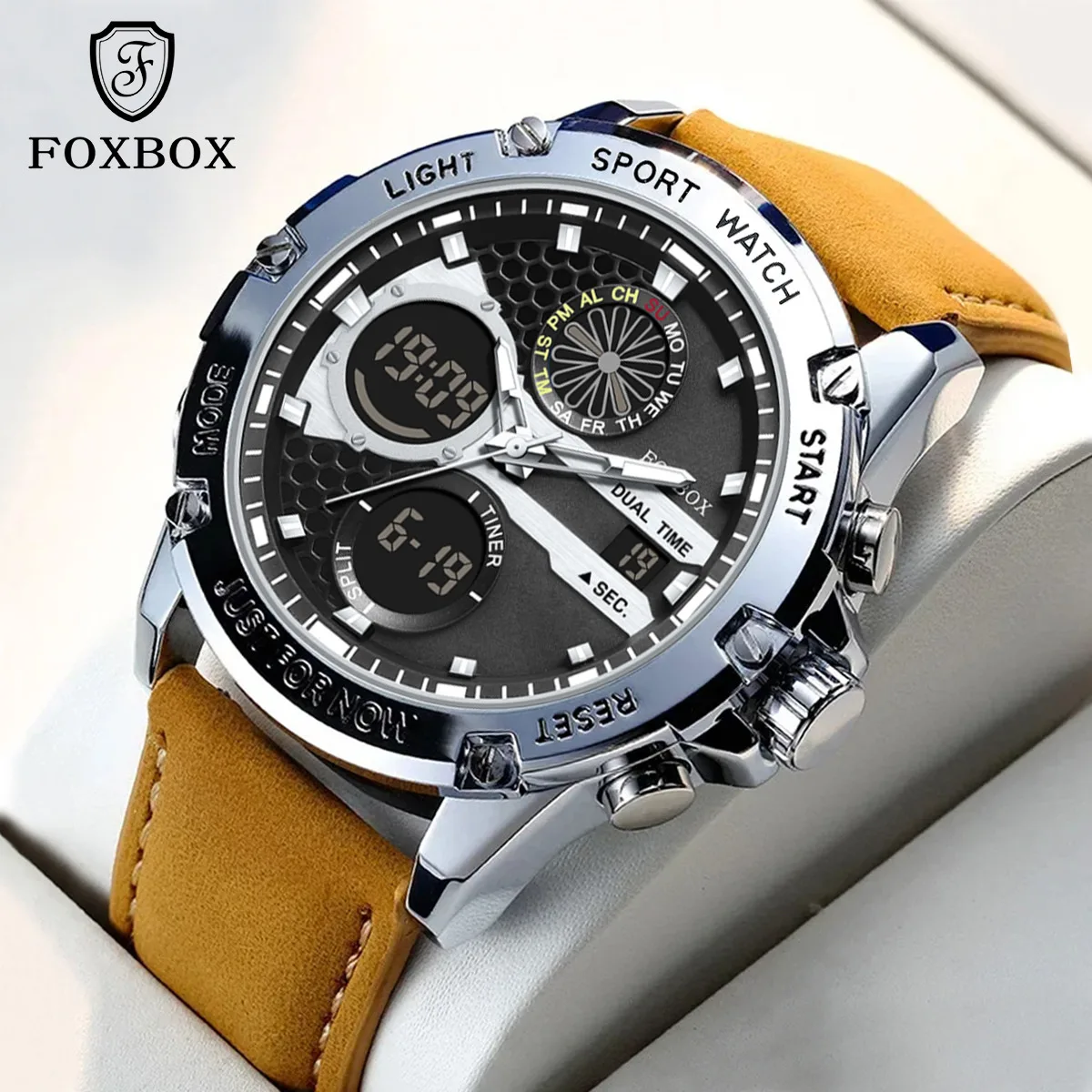 FOXBOX Men's Business Watch Luxury Leather Strap Quartz Watches Fashion Display Dual Display Waterproof Chronograph Man Watch
FOXBOX Men's Business Watch Luxury Leather Strap Quartz Watches Fashion Display Dual Display Waterproof Chronograph Man Watch