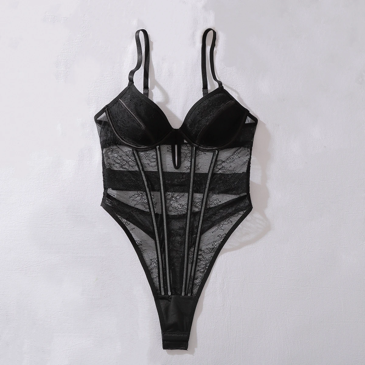 2026 French Sexy Lace See Through Jumpsuits Women's V-neck Patchwork Fishbone Bodysuits Female Waist Shaping Slim Fit Langerie
2026 French Sexy Lace See Through Jumpsuits Women's V-neck Patchwork Fishbone Bodysuits Female Waist Shaping Slim Fit Langerie