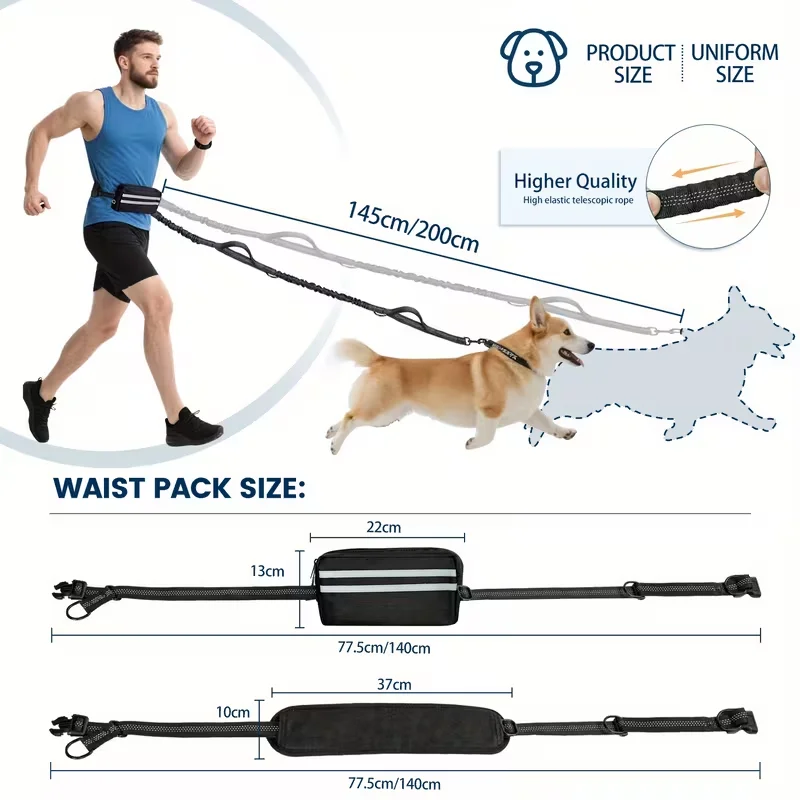 Dog Leash with Waist Bag, Adjustable Reflective Bungee Leash for Running Walking
Dog Leash with Waist Bag, Adjustable Reflective Bungee Leash for Running Walking
