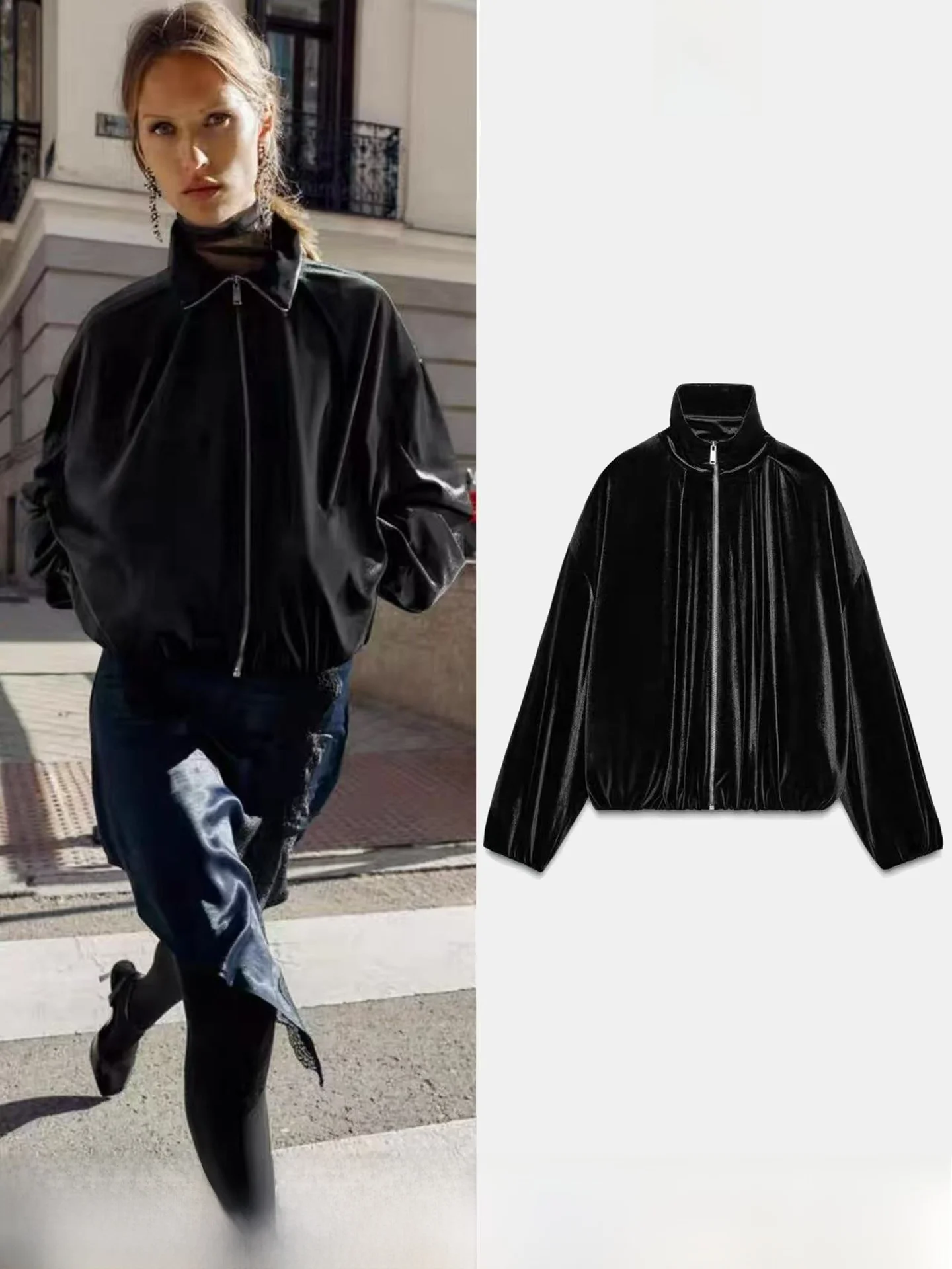 Spring Autumn New Women's Velvet Pilot Jacket Coat Stand Collar Casual Style Long Sleeve Zipper Closure Straight Tube Type
Spring Autumn New Women's Velvet Pilot Jacket Coat Stand Collar Casual Style Long Sleeve Zipper Closure Straight Tube Type