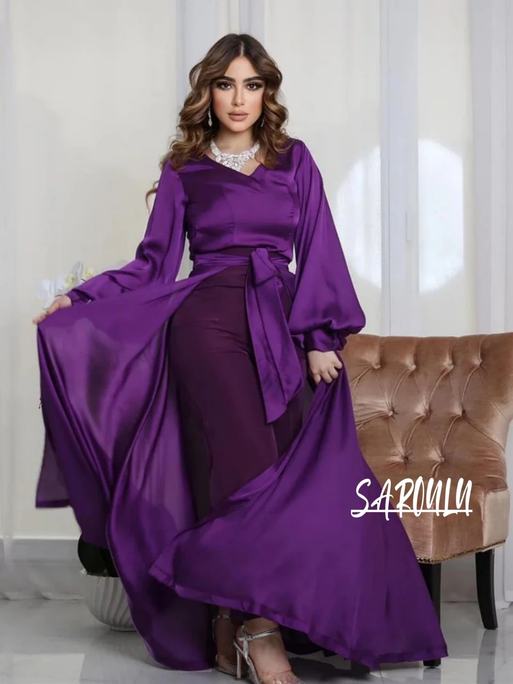 Purple On Sale Jumpsuits Beautiful Arabic Evening Dress Classic V Neck Muslim Prom Gown Charming Women Formal Banquet Robe
Purple On Sale Jumpsuits Beautiful Arabic Evening Dress Classic V Neck Muslim Prom Gown Charming Women Formal Banquet Robe