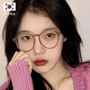 동글형 기본 안경 반 경량 남성 남자 안경테 차단 블루라이트 기능 유광 뿔테