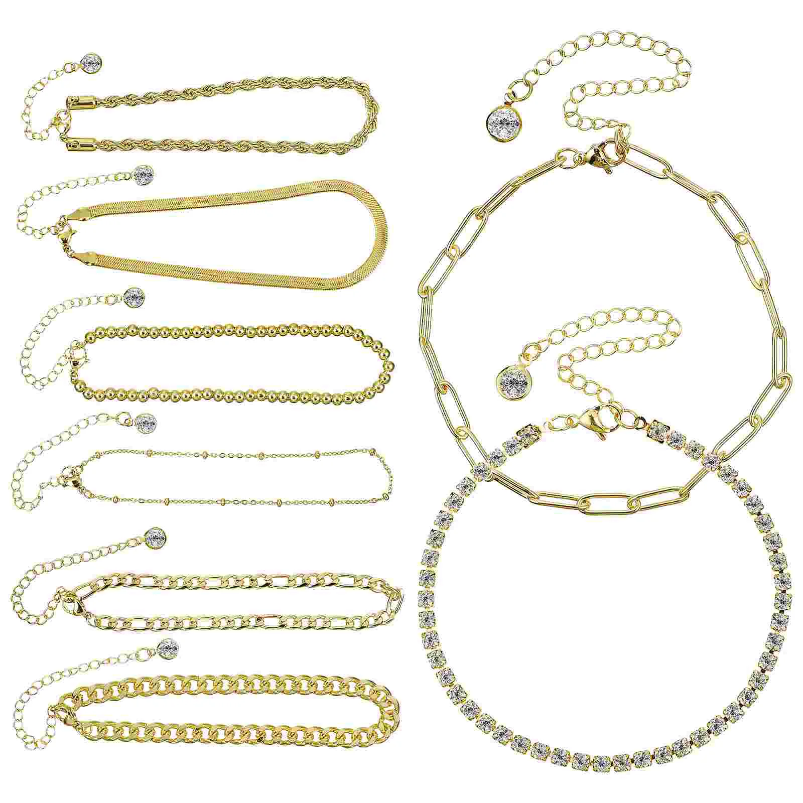 8 Pcs Chain Bracelets Gold Plated Bracelets Layered Bracelets Fashion Jewelry for Women and Girls bracelets for women
8 Pcs Chain Bracelets Gold Plated Bracelets Layered Bracelets Fashion Jewelry for Women and Girls bracelets for women
