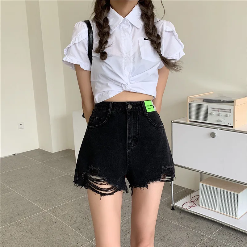 High Waist Denim Shorts Women's Summer Thin A-Line Cut Hole Punching Wide Leg Hemming Trendy Jeans High Waist Slimming Shorts
High Waist Denim Shorts Women's Summer Thin A-Line Cut Hole Punching Wide Leg Hemming Trendy Jeans High Waist Slimming Shorts