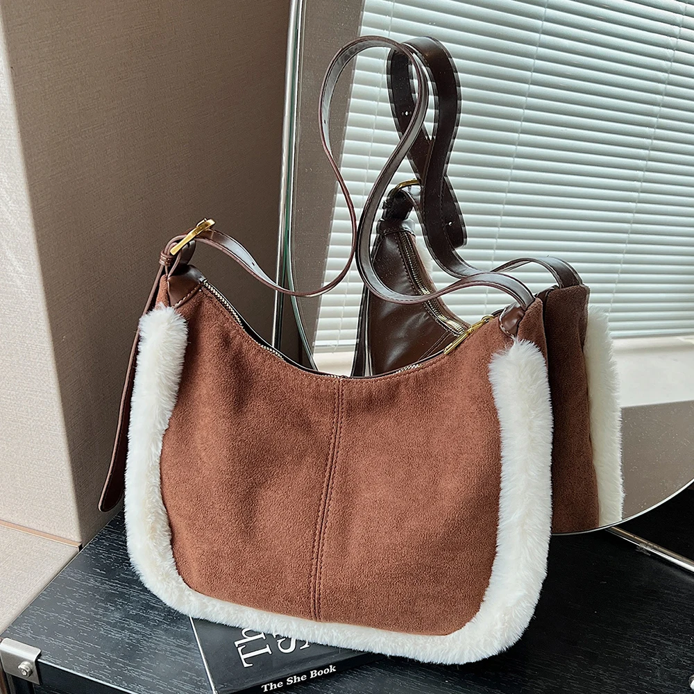 Autumn Winter Suede Bucket Bag Women's Lambhair Splicing Travel Shoulder Pack 2025 New Large Capacity Female Tote Bags
Autumn Winter Suede Bucket Bag Women's Lambhair Splicing Travel Shoulder Pack 2025 New Large Capacity Female Tote Bags