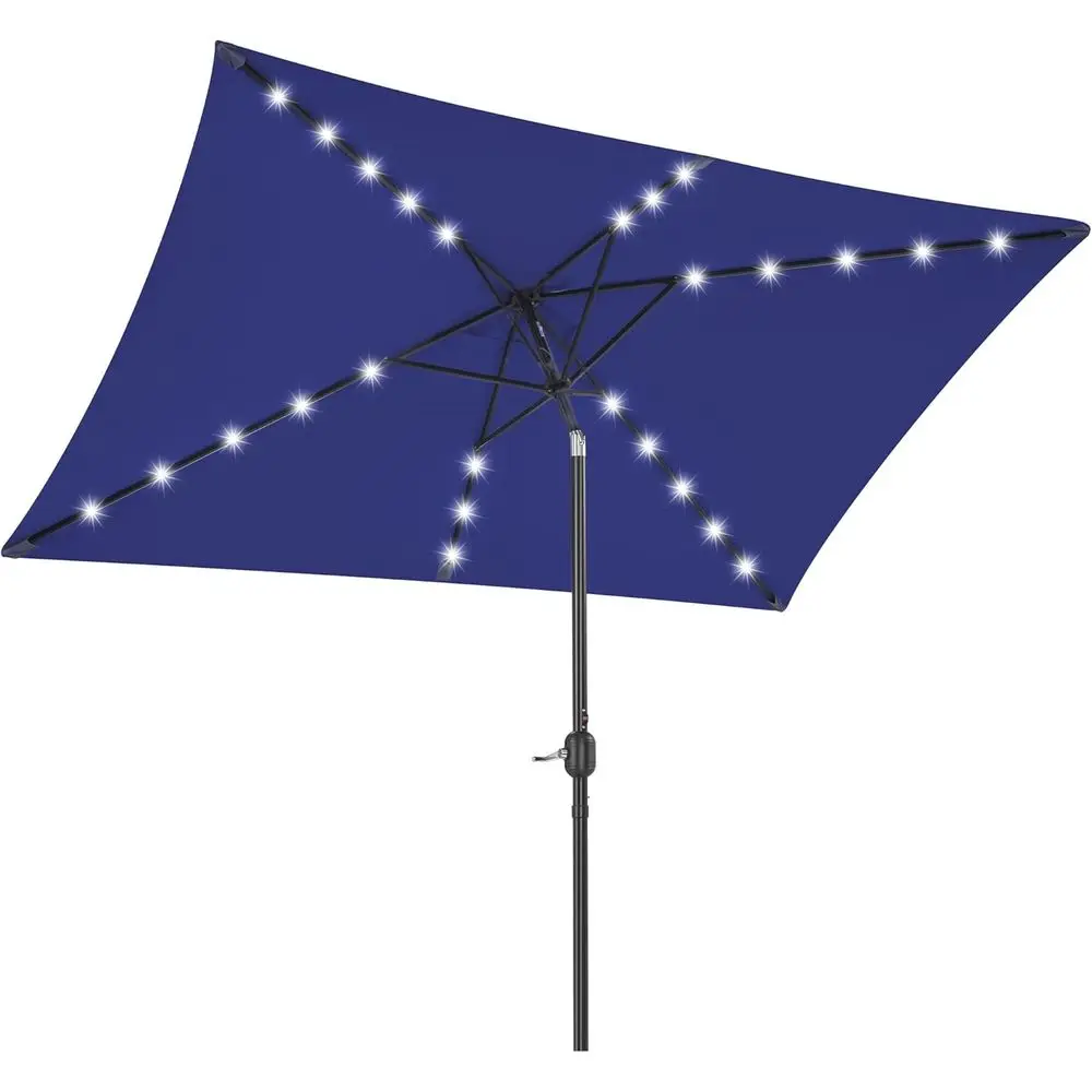 Navy Blue 6.5ft 10-Rib Patio Umbrella with LED Lights, Push Button Tilt, and Easy Crank for Outdoor Use
Navy Blue 6.5ft 10-Rib Patio Umbrella with LED Lights, Push Button Tilt, and Easy Crank for Outdoor Use